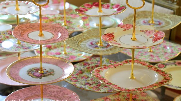 Vintage Three Tier Cake Stands | Gold or Silver Handles | 80 Available