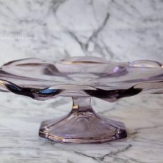 Large Vintage Amethyst Glass Pedestal 27cm diameter | $20