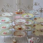 Large French Tiered Stand 83cms High | $15 without plates | $24 with vintage 26cm wide china plates in most colors. Ideal for large events and buffet tables.