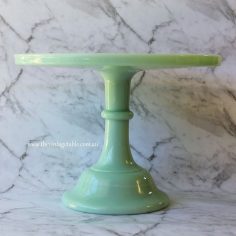 Large Green Mosser Milk Glass Pedestal - 31cms diameter | Qty: 2 | $30