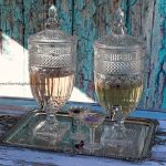 Vintage Style Cut Glass Drinks Dispenser & Silver Tray
