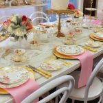 White, pink and gold luxury high tea bridal shower.