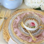 Vintage Dinner & Entree Plates with Gold Cutlery