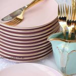 Pink & Gold Rimmed Entree or Dessert Plate | 100 Available
