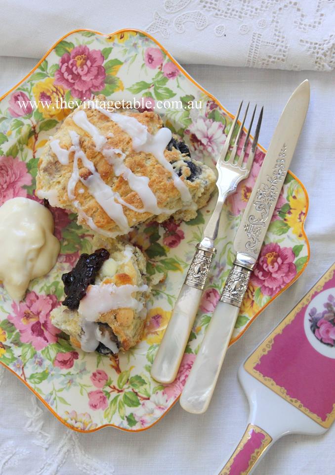 Blueberries and white chocolate scones.