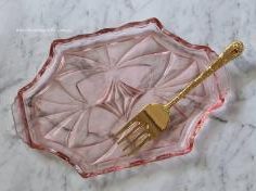 Pink Cut Glass Tray