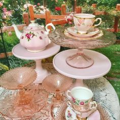 Pink Trays, Pedestals & Compotes Assorted Sizes